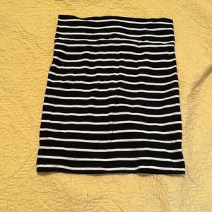 Striped black and white pencil skirt